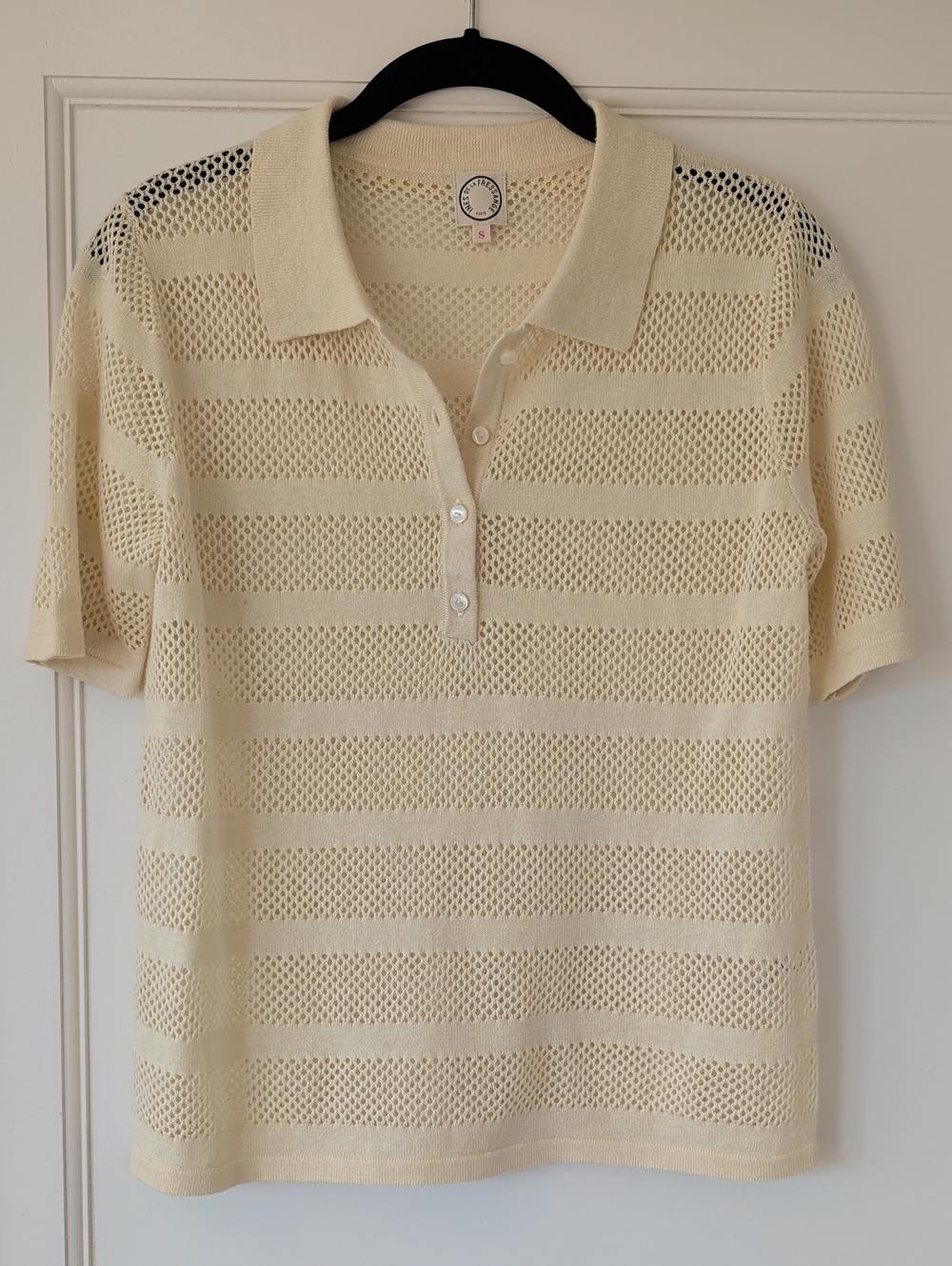 Ines de la Fressange Cream Knit Polo Top - Women's